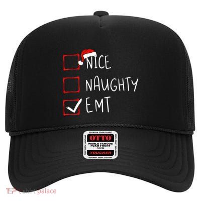 Santa Ambulance Technician Gift High Crown Mesh Back Trucker Hat