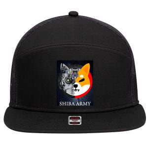 Shiba Army Terminator Dog Crypto Currency Meme 7 Panel Mesh Trucker Snapback Hat