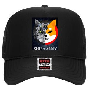 Shiba Army Terminator Dog Crypto Currency Meme High Crown Mesh Back Trucker Hat