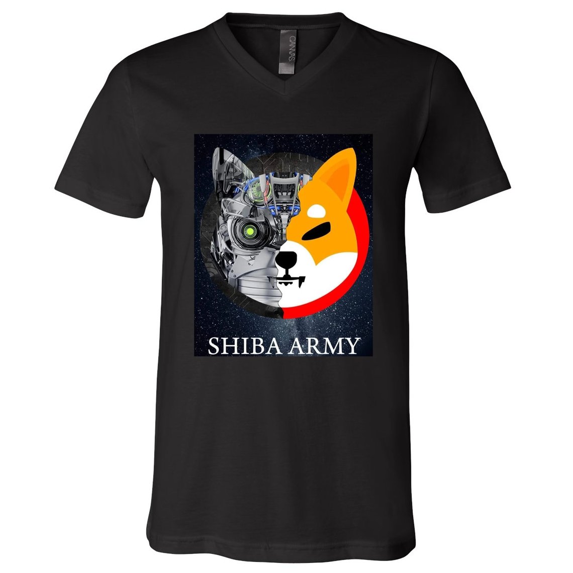 Shiba Army Terminator Dog Crypto Currency Meme V-Neck T-Shirt
