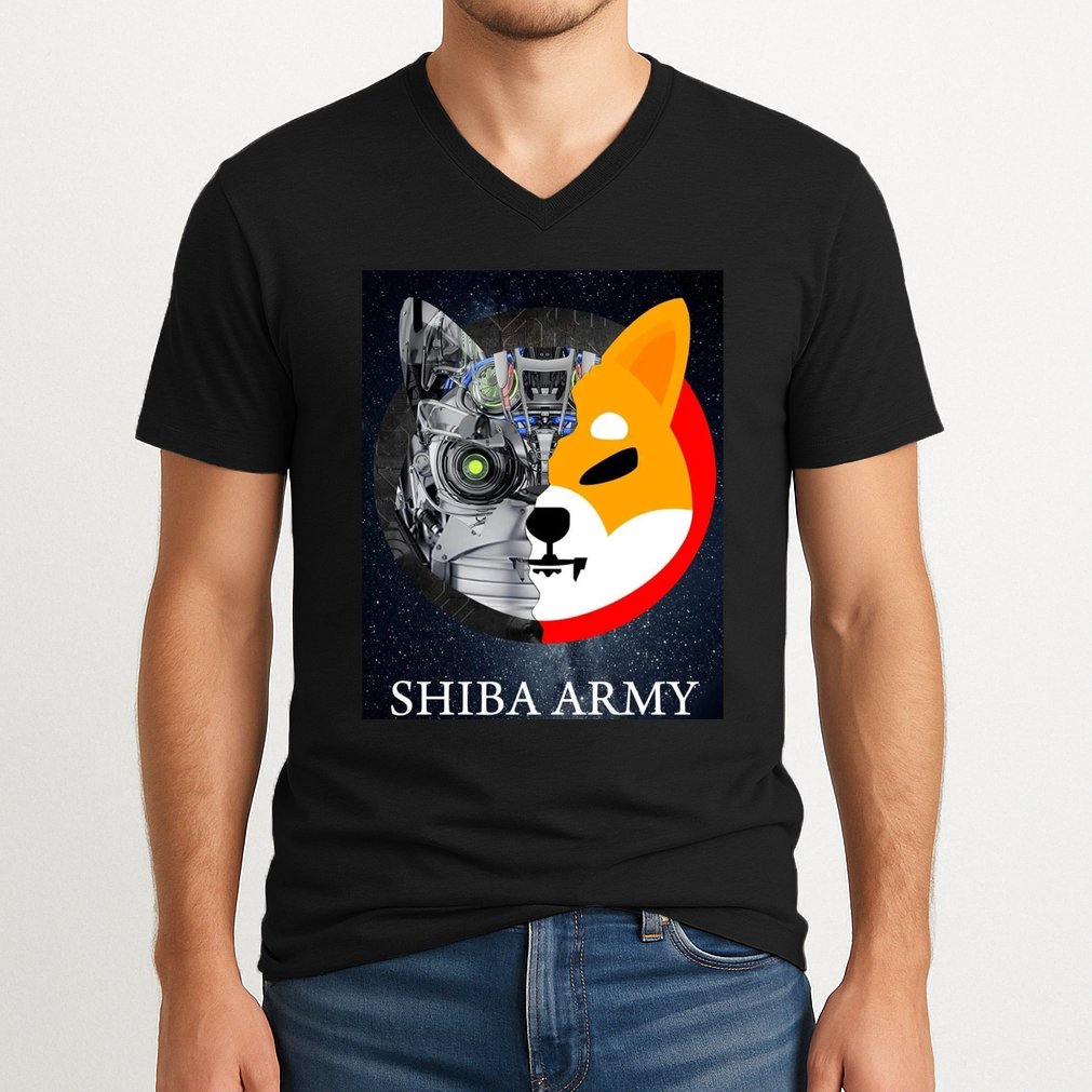 Shiba Army Terminator Dog Crypto Currency Meme V-Neck T-Shirt