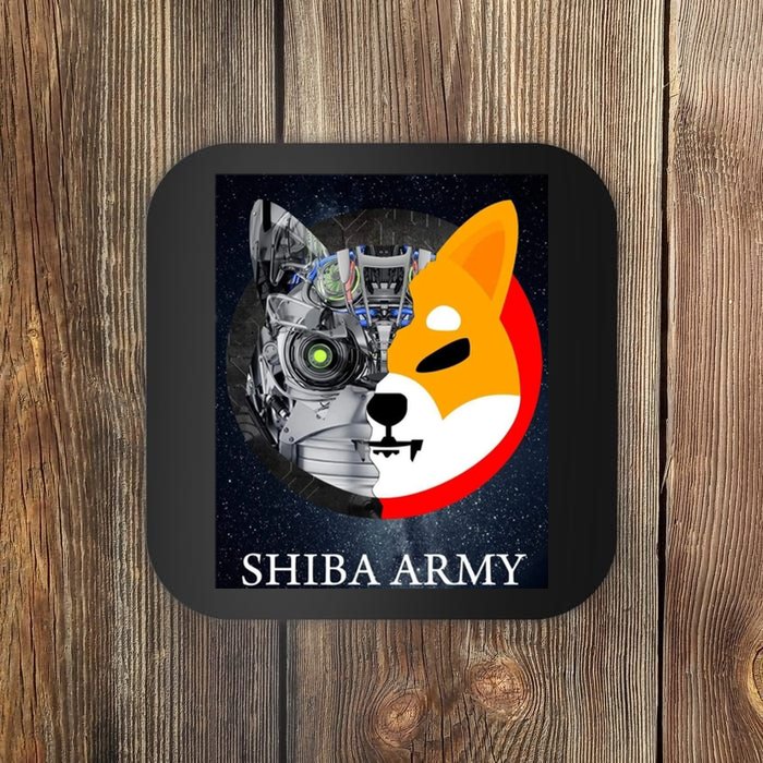 Shiba Army Terminator Dog Crypto Currency Meme Coaster