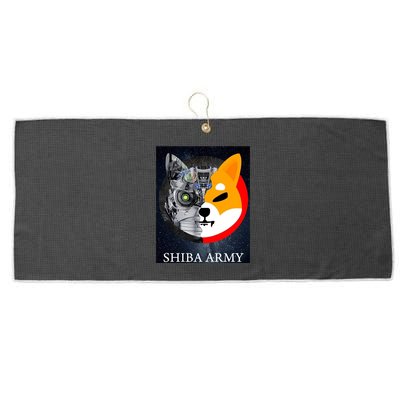Shiba Army Terminator Dog Crypto Currency Meme Large Microfiber Waffle Golf Towel