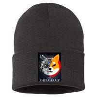 Shiba Army Terminator Dog Crypto Currency Meme Sustainable Knit Beanie