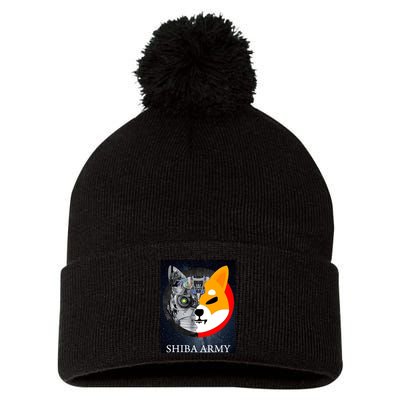 Shiba Army Terminator Dog Crypto Currency Meme Pom Pom 12in Knit Beanie