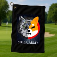 Shiba Army Terminator Dog Crypto Currency Meme Golf Towel