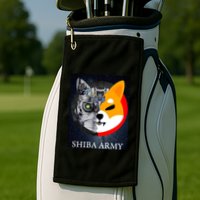 Shiba Army Terminator Dog Crypto Currency Meme Golf Towel