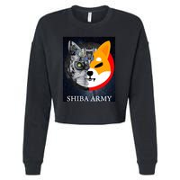 Shiba Army Terminator Dog Crypto Currency Meme Cropped Pullover Crew
