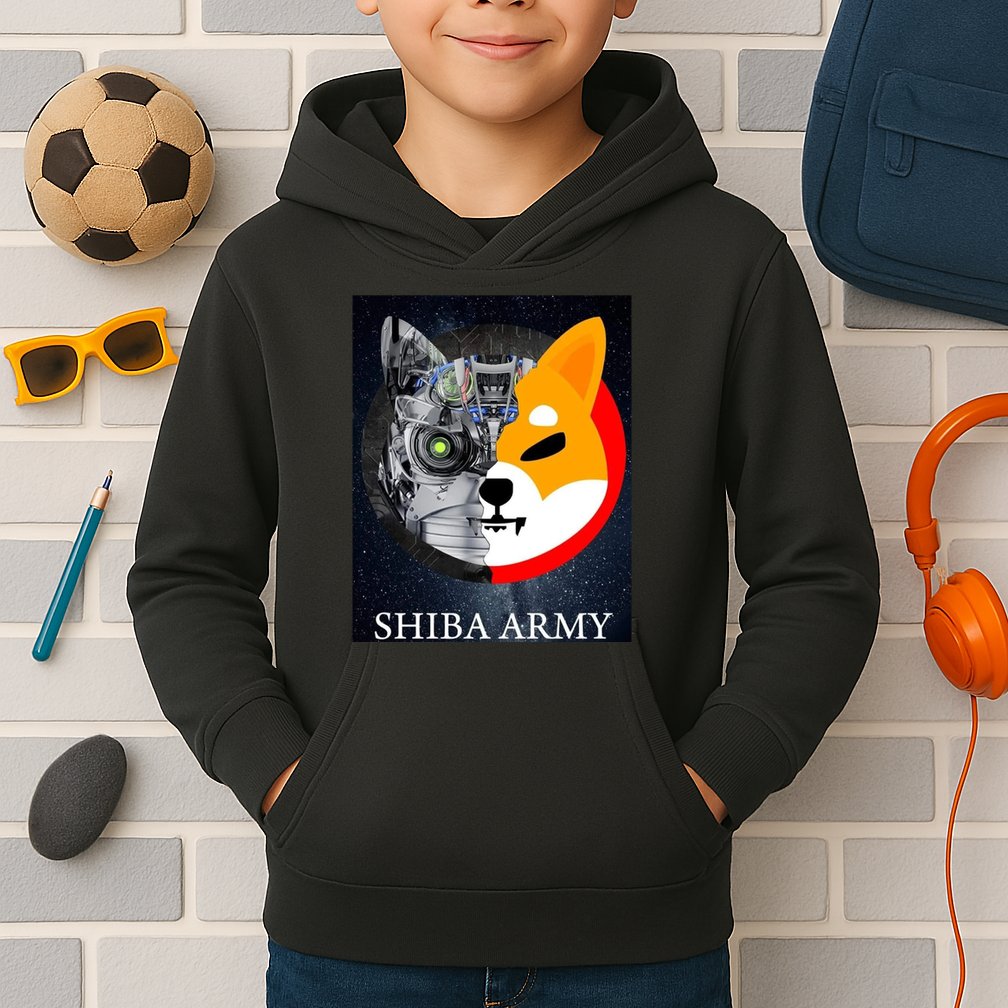 Shiba Army Terminator Dog Crypto Currency Meme Kids Hoodie