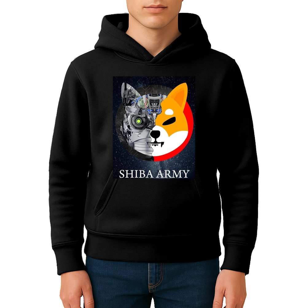 Shiba Army Terminator Dog Crypto Currency Meme Kids Hoodie