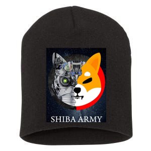 Shiba Army Terminator Dog Crypto Currency Meme Short Acrylic Beanie