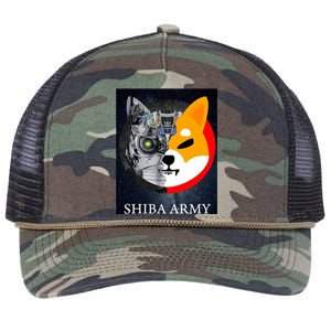 Shiba Army Terminator Dog Crypto Currency Meme Retro Rope Trucker Hat Cap