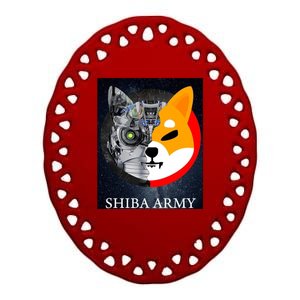 Shiba Army Terminator Dog Crypto Currency Meme Ceramic Oval Ornament