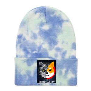 Shiba Army Terminator Dog Crypto Currency Meme Tie Dye 12in Knit Beanie