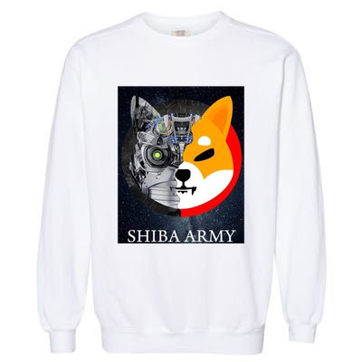Shiba Army Terminator Dog Crypto Currency Meme Garment-Dyed Sweatshirt