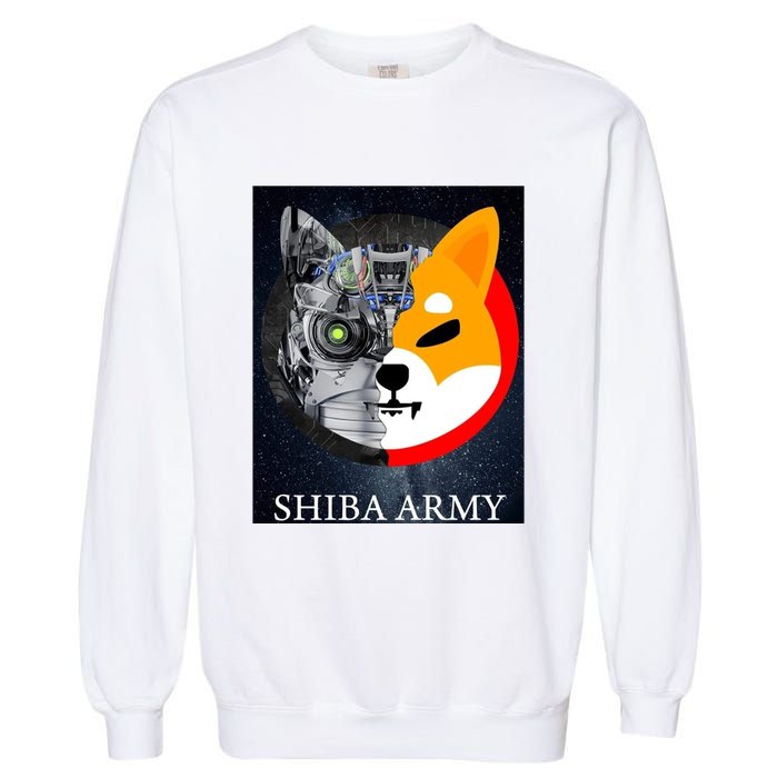 Shiba Army Terminator Dog Crypto Currency Meme Garment-Dyed Sweatshirt
