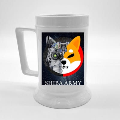 Shiba Army Terminator Dog Crypto Currency Meme Beer Stein