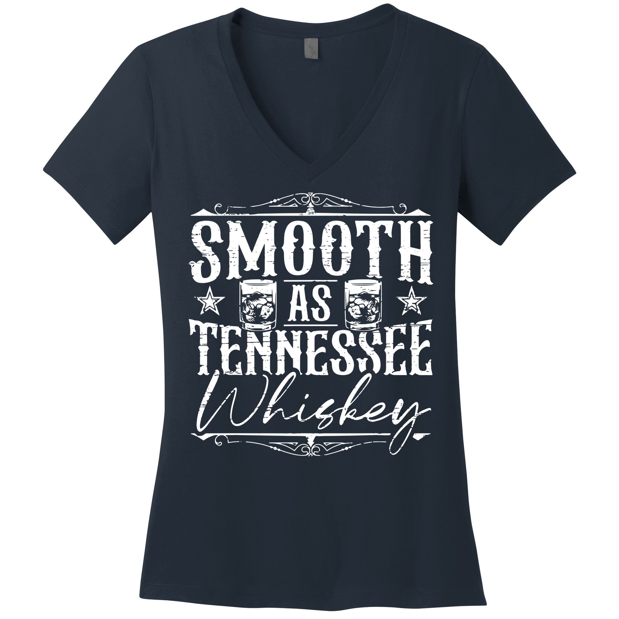 Smooth As Tennessee Whiskey Distressed Bourbon Women's V-Neck T-Shirt