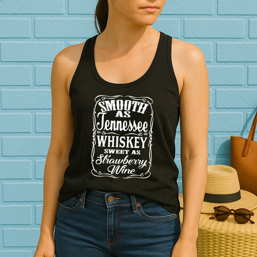 Smooth As Tennessee Whiskey Sweet As Strawberry Wine Womens Tank Top