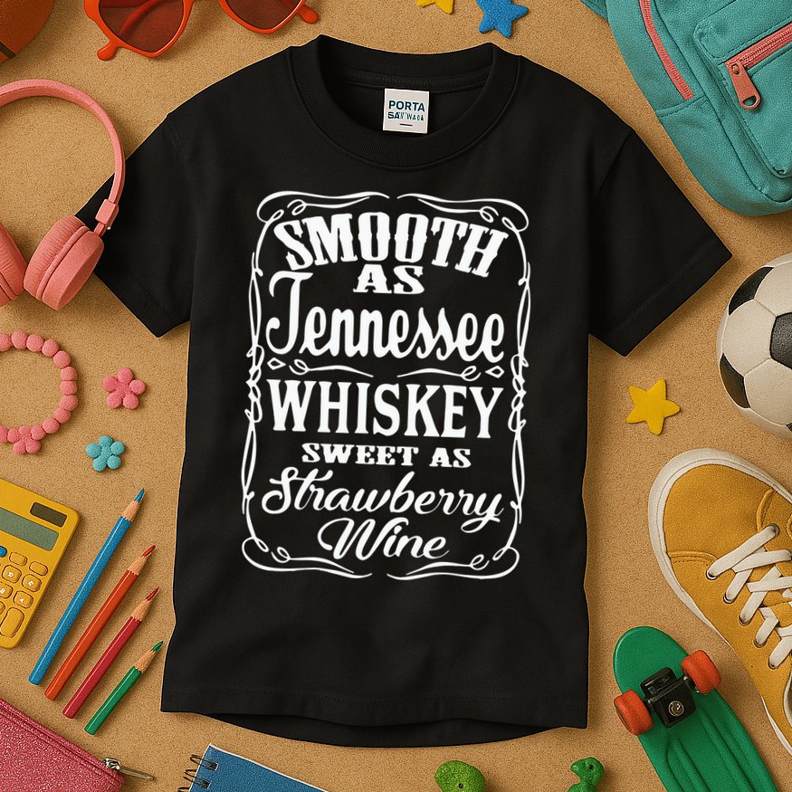 Smooth As Tennessee Whiskey Sweet As Strawberry Wine Kids T-Shirt