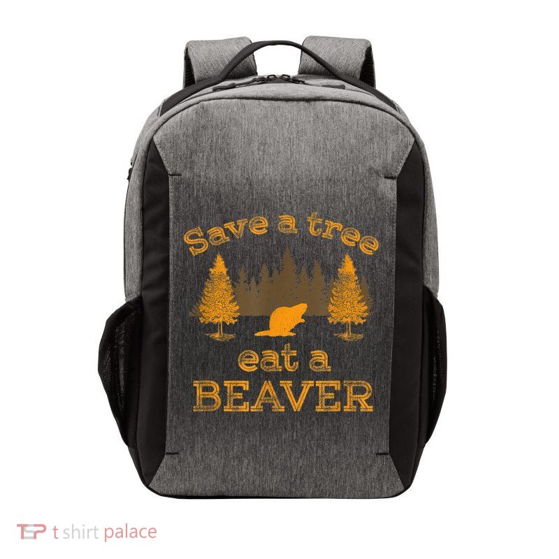 Save A Tree Eat A Beaver Funny Earth Day Vector Backpack