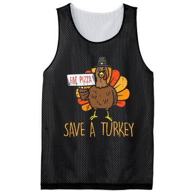 Save A Turkey Eat Pizza Funny Thanksgiving Mesh Reversible Basketball Jersey Tank