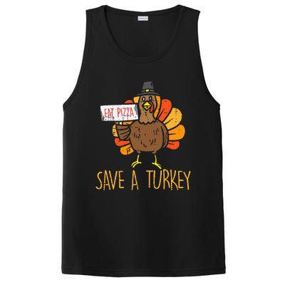 Save A Turkey Eat Pizza Funny Thanksgiving PosiCharge Competitor Tank