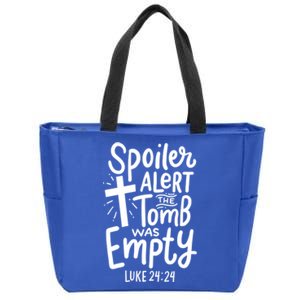 Spoiler Alert Tomb Was Empty Easter Funny Christian Gift Cool Gift Zip Tote Bag