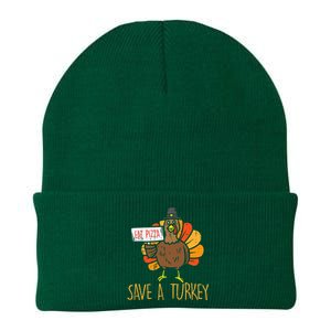 Save A Turkey Eat Pizza Funny Thanksgiving Knit Cap Winter Beanie