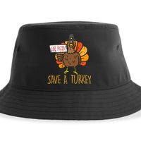 Save A Turkey Eat Pizza Funny Thanksgiving Sustainable Bucket Hat