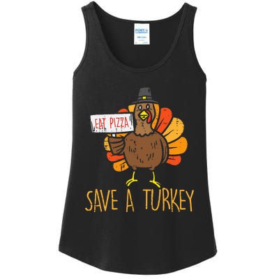 Save A Turkey Eat Pizza Funny Thanksgiving Ladies Essential Tank