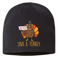 Save A Turkey Eat Pizza Funny Thanksgiving Sustainable Beanie