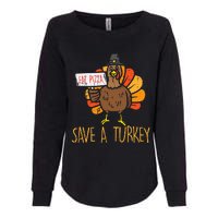 Save A Turkey Eat Pizza Funny Thanksgiving Womens California Wash Sweatshirt