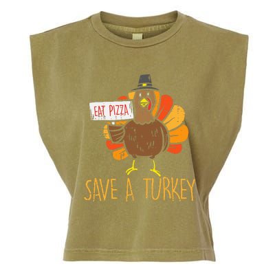 Save A Turkey Eat Pizza Funny Thanksgiving Garment-Dyed Women's Muscle Tee