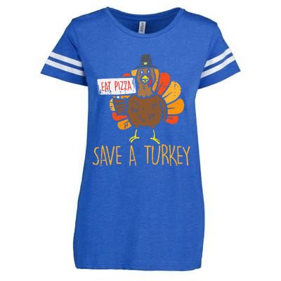 Save A Turkey Eat Pizza Funny Thanksgiving Enza Ladies Jersey Football T-Shirt