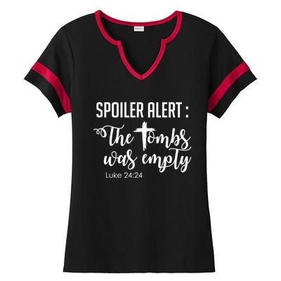 Spoiler Alert Tomb Was Empty Easter Funny Christian Gift Ladies Halftime Notch Neck Tee