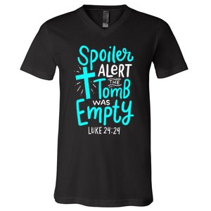 Spoiler Alert Tomb Was Empty Easter Christian V-Neck T-Shirt