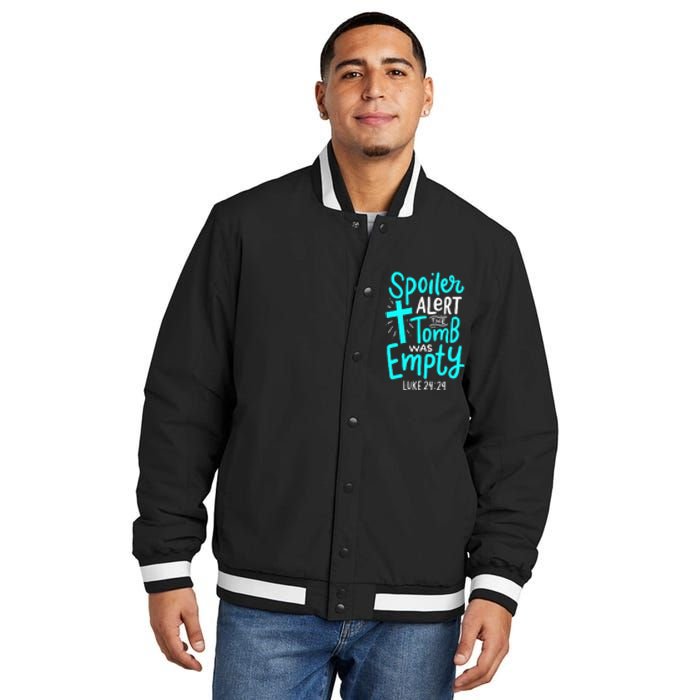 Spoiler Alert Tomb Was Empty Easter Christian Insulated Varsity Jacket