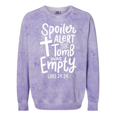 Spoiler Alert Tomb Was Empty Easter Religious Christian Gift Colorblast Crewneck Sweatshirt