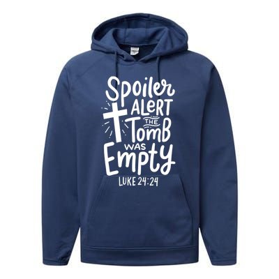 Spoiler Alert Tomb Was Empty Easter Religious Christian Gift Performance Fleece Hoodie