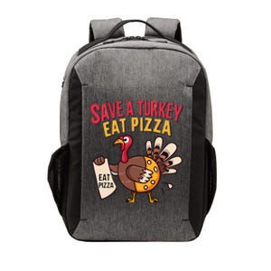 Save A Turkey Eat Pizza Funny Autumn Thanksgiving Groovy Vector Backpack