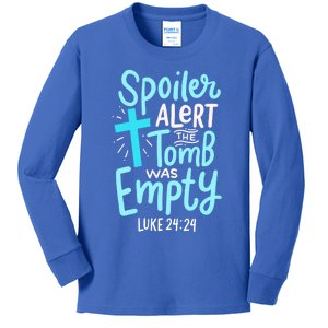 Spoiler Alert Tomb Was Empty Easter Religious Christian Gift Kids Long Sleeve Shirt