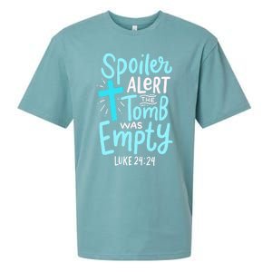 Spoiler Alert Tomb Was Empty Easter Religious Christian Gift Sueded Cloud Jersey T-Shirt