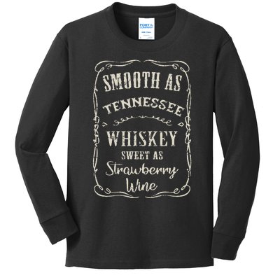 Smooth As Tennessee Whiskey Funny Humour Vacation Kids Long Sleeve Shirt