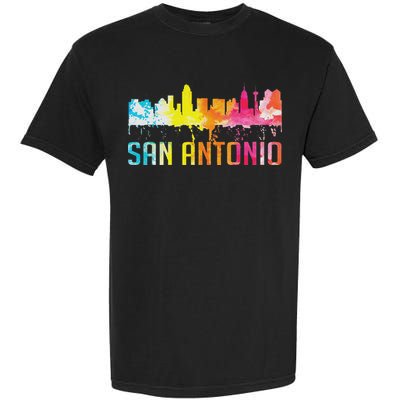 San Antonio Texas Retro Watercolor City Skyline Art Souvenir Garment-Dyed Heavyweight T-Shirt