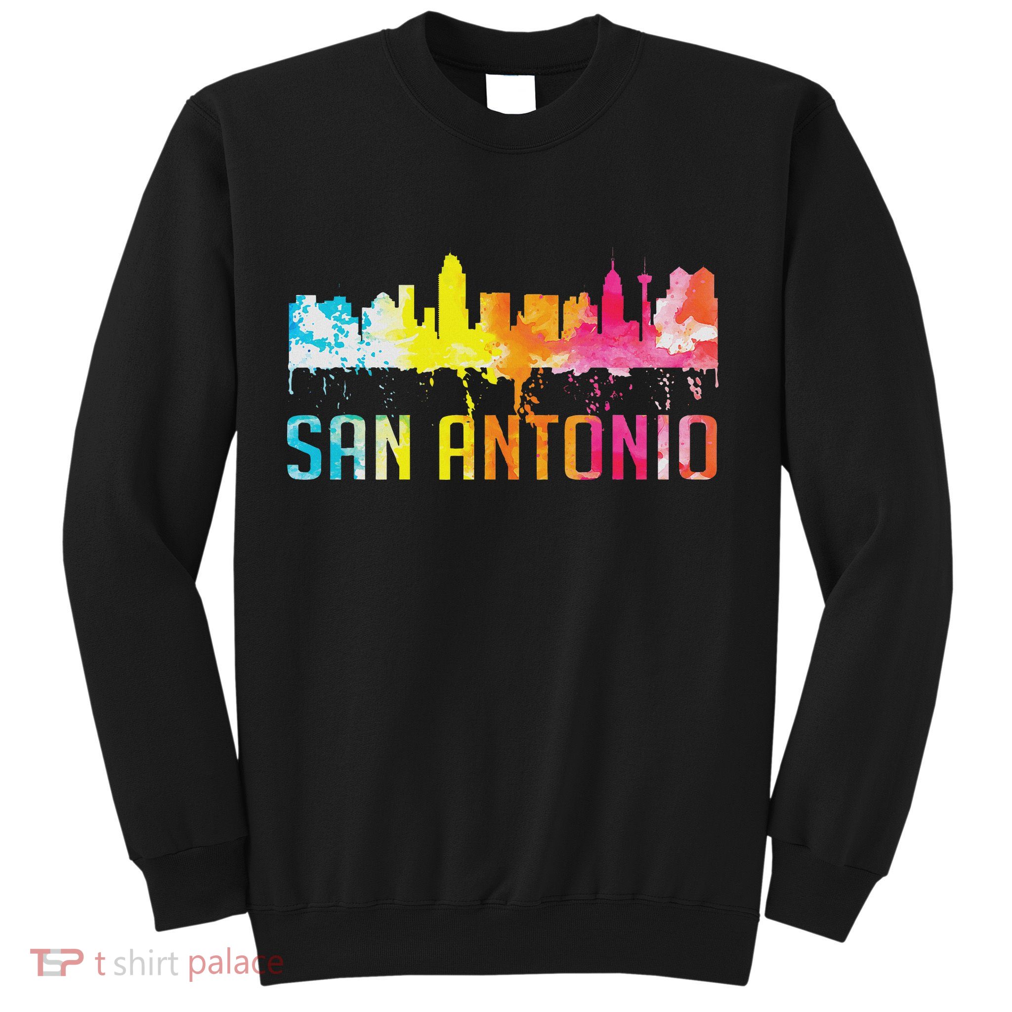 San Antonio Texas Retro Watercolor City Skyline Art Souvenir Sweatshirt