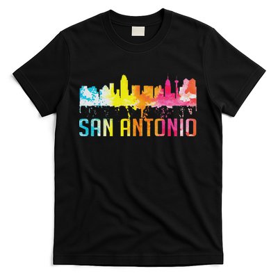 San Antonio Texas Retro Watercolor City Skyline Art Souvenir T-Shirt
