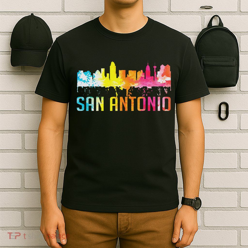 San Antonio Texas Retro Watercolor City Skyline Art Souvenir T-Shirt