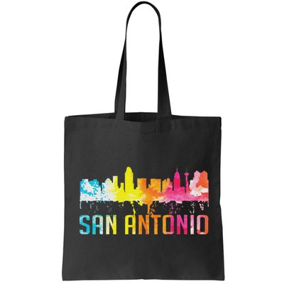 San Antonio Texas Retro Watercolor City Skyline Art Souvenir Bag