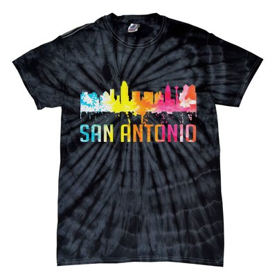 San Antonio Texas Retro Watercolor City Skyline Art Souvenir Tie-Dye T-Shirt